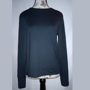 NWOT Lukka Luk Crewneck Shirt Small Black Stretch Long Sleeve